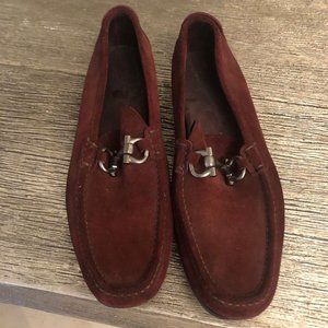 Burgundy Suede Salvatore Ferragamo Loafers